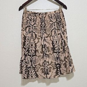 LOFT Cream Ruffled Bubble Skirt Knee-Length 00P